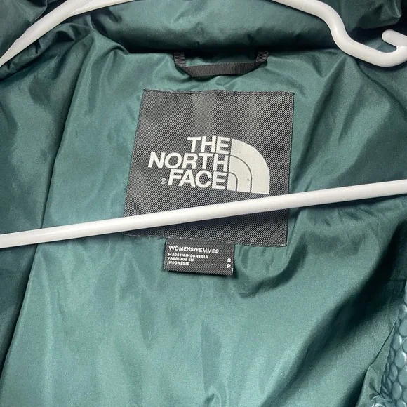 The North Face Jacket Parkina Womens Small Goose Down Long Coat Green Fur Hood - Picture 4 of 13